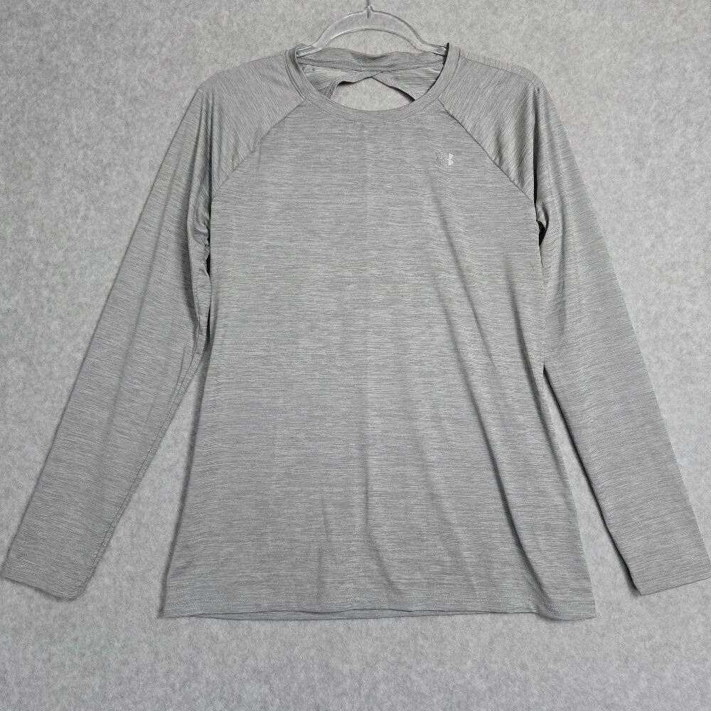 Under Armour Womens Size M Heat Gear Open Back Active Run Fitted Long Sleeve